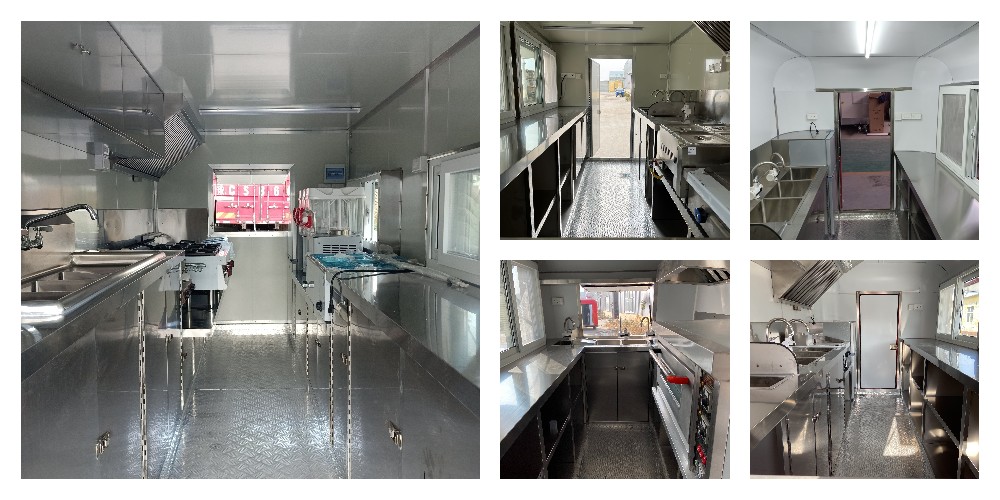 kitchen layouts of the custom food trucks and trailers